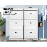 Darrahopens Furniture > Living Room > Shoe Storage Artiss 2x Shoe Cabinet Storage Organiser 3 Flip Drawer White