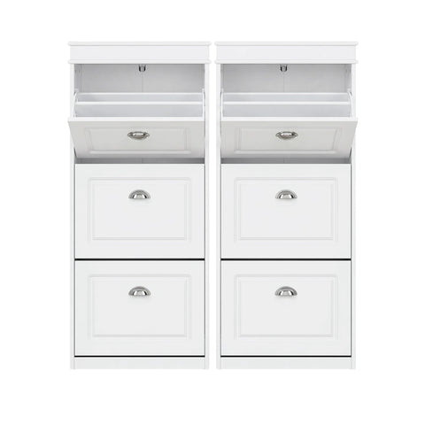Darrahopens Furniture > Living Room > Shoe Storage Artiss 2x Shoe Cabinet Storage Organiser 3 Flip Drawer White