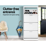 Darrahopens Furniture > Living Room > Shoe Storage Artiss 2x Shoe Cabinet Storage Organiser 4 Flip Drawer White