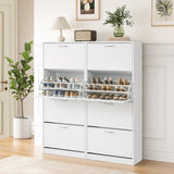 Darrahopens Furniture > Living Room > Shoe Storage Artiss 2x Shoe Cabinet Storage Organiser 4 Flip Drawer White