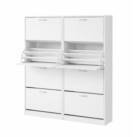 Darrahopens Furniture > Living Room > Shoe Storage Artiss 2x Shoe Cabinet Storage Organiser 4 Flip Drawer White