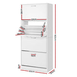 Darrahopens Furniture > Living Room > Shoe Storage Artiss 2x Shoe Cabinet Storage Organiser 4 Flip Drawer White