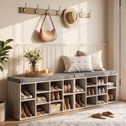 Darrahopens Furniture > Living Room > Shoe Storage Artiss Shoe Bench x2 Set Fabric Seat Pine Hallway Bedroom In Australia - Darrahopens