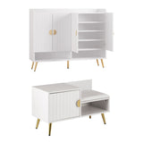 Darrahopens Furniture > Living Room > Shoe Storage Artiss Shoe Cabinet Bench Set Adjustable Shelf Hallway Living Room White