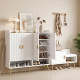 Darrahopens Furniture > Living Room > Shoe Storage Artiss Shoe Cabinet Bench Set Adjustable Shelf Hallway Living Room White