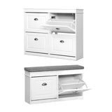 Darrahopens Furniture > Living Room > Shoe Storage Artiss Shoe Cabinet Bench Set Flip Drawer Hallway Living Room White