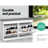 Darrahopens Furniture > Living Room > Shoe Storage Artiss Shoe Cabinet Bench Set Flip Drawer Hallway Living Room White