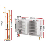 Darrahopens Furniture > Living Room > Shoe Storage Artiss Shoe Rack Cabinet & Clothes Rack Set Storage Shelf White Pine