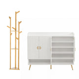 Darrahopens Furniture > Living Room > Shoe Storage Artiss Shoe Rack Cabinet & Clothes Rack Set Storage Shelf White Pine