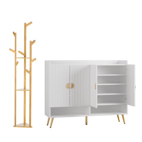 Darrahopens Furniture > Living Room > Shoe Storage Artiss Shoe Rack Cabinet & Clothes Rack Set Storage Shelf White Pine