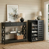 Darrahopens Furniture > Living Room > Shoe Storage Artiss Shoe Rack Cabinet & Console Table Set Storage Shelf Black