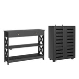 Darrahopens Furniture > Living Room > Shoe Storage Artiss Shoe Rack Cabinet & Console Table Set Storage Shelf Black