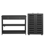 Darrahopens Furniture > Living Room > Shoe Storage Artiss Shoe Rack Cabinet & Console Table Set Storage Shelf Black
