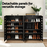 Darrahopens Furniture > Living Room > Shoe Storage Artiss Shoe Rack Cabinet & Console Table Set Storage Shelf Black