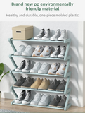 Darrahopens Furniture > Living Room > Shoe Storage Black Stable Z-Shaped 4-Tier Shoe Rack(51x45CM) - Waterproof Cloth & Sturdy Steel Pipe, Easy Assembly & Space Saving for Dormitory & Small Apartments