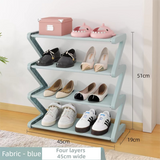Darrahopens Furniture > Living Room > Shoe Storage Blue Stable Z-Shaped 4-Tier Shoe Rack(51x45CM) - Waterproof Cloth & Sturdy Steel Pipe, Easy Assembly & Space Saving for Dormitory & Small Apartments