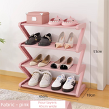 Darrahopens Furniture > Living Room > Shoe Storage Pink Stable Z-Shaped 4-Tier Shoe Rack(51x45CM) - Waterproof Cloth & Sturdy Steel Pipe, Easy Assembly & Space Saving for Dormitory & Small Apartments