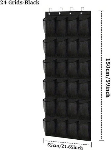 Darrahopens Furniture > Living Room > Shoe Storage Shoe rack with 24 compartments - Made of sturdy and durable Oxford cloth - Can be hung on a door - Suitable for wardrobes with mesh walls - Black
