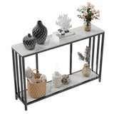 Darrahopens Furniture > Living Room > Side Tables 2-Tier White Marble Entryway Console Table Extra Long Foyer Couch Table