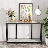 Darrahopens Furniture > Living Room > Side Tables 2-Tier White Marble Entryway Console Table Extra Long Foyer Couch Table