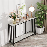 Darrahopens Furniture > Living Room > Side Tables 2-Tier White Marble Entryway Console Table Extra Long Foyer Couch Table