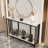 Darrahopens Furniture > Living Room > Side Tables 2-Tier White Marble Entryway Console Table Extra Long Foyer Couch Table