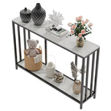 Darrahopens Furniture > Living Room > Side Tables 2-Tier White Marble Entryway Console Table Extra Long Foyer Couch Table