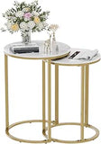 Darrahopens Furniture > Living Room > Side Tables 2Pcs Gold Marble Nesting Side End Tables Round Small Stacking Drink Coffee Table