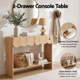 Darrahopens Furniture > Living Room > Side Tables Artiss 2-Drawer Console Table, Scalloped Entryway Table with Safe Rounded Corners, 100 x 31 x 80 cm In Australia - Darrahopens