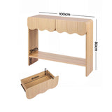 Darrahopens Furniture > Living Room > Side Tables Artiss 2-Drawer Console Table, Scalloped Entryway Table with Safe Rounded Corners, 100 x 31 x 80 cm In Australia - Darrahopens