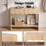 Darrahopens Furniture > Living Room > Side Tables Artiss 2-Drawer Console Table, Scalloped Entryway Table with Safe Rounded Corners, 100 x 31 x 80 cm In Australia - Darrahopens