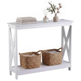 Darrahopens Furniture > Living Room > Side Tables Artiss Console Table Entryway Hallway Display 2-Tier Narrow Sofa Table 100CM White