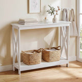 Darrahopens Furniture > Living Room > Side Tables Artiss Console Table Entryway Hallway Display 2-Tier Narrow Sofa Table 100CM White