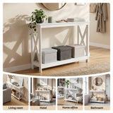 Darrahopens Furniture > Living Room > Side Tables Artiss Console Table Entryway Hallway Display 2-Tier Narrow Sofa Table 100CM White