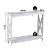 Darrahopens Furniture > Living Room > Side Tables Artiss Console Table Entryway Hallway Display 2-Tier Narrow Sofa Table 100CM White