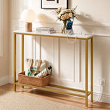 Darrahopens Furniture > Living Room > Side Tables Artiss Console Table Entryway Hallway Display Desk Charging Station Marble Finish White & Gold