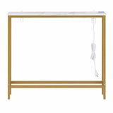 Darrahopens Furniture > Living Room > Side Tables Artiss Console Table Entryway Hallway Display Desk Charging Station Marble Finish White & Gold