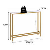 Darrahopens Furniture > Living Room > Side Tables Artiss Console Table Entryway Hallway Display Desk Charging Station Marble Finish White & Gold