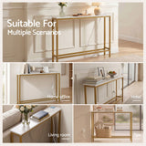 Darrahopens Furniture > Living Room > Side Tables Artiss Console Table Entryway Hallway Display Desk Charging Station Marble Finish White & Gold