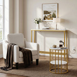 Darrahopens Furniture > Living Room > Side Tables Artiss Console Table Entryway Hallway Display Desk Charging Station Marble Finish White & Gold