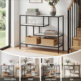 Darrahopens Furniture > Living Room > Side Tables Artiss Console Table Entryway Hallway Marble Effect 4-Tier Storage Shelves White