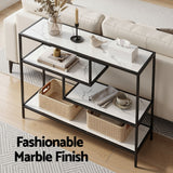Darrahopens Furniture > Living Room > Side Tables Artiss Console Table Entryway Hallway Marble Effect 4-Tier Storage Shelves White