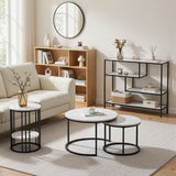 Darrahopens Furniture > Living Room > Side Tables Artiss Console Table Entryway Hallway Marble Effect 4-Tier Storage Shelves White