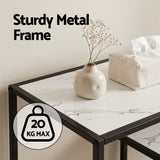 Darrahopens Furniture > Living Room > Side Tables Artiss Console Table Entryway Hallway Marble Effect 4-Tier Storage Shelves White