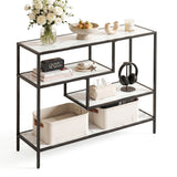 Darrahopens Furniture > Living Room > Side Tables Artiss Console Table Entryway Hallway Marble Effect 4-Tier Storage Shelves White