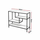 Darrahopens Furniture > Living Room > Side Tables Artiss Console Table Entryway Hallway Marble Effect 4-Tier Storage Shelves White