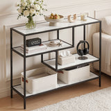 Darrahopens Furniture > Living Room > Side Tables Artiss Console Table Entryway Hallway Marble Effect 4-Tier Storage Shelves White