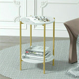 Darrahopens Furniture > Living Room > Side Tables e Store - Marble Sofa Side End Table/Coffee Table with Shelf & Gold Iron Legs
