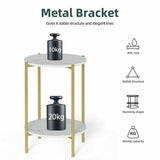 Darrahopens Furniture > Living Room > Side Tables e Store - Marble Sofa Side End Table/Coffee Table with Shelf & Gold Iron Legs