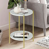 Darrahopens Furniture > Living Room > Side Tables e Store - Marble Sofa Side End Table/Coffee Table with Shelf & Gold Iron Legs